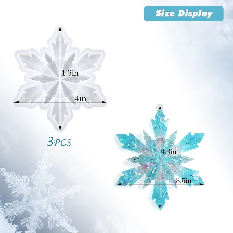 Actvty Christmas Resin Molds, Snowflake Resin Mold, 3Pcs Big Snowflake Silicone Molds for Resin, Christmas Ornament Resin Molds DIY Xmas Decoration Gift - Image 2